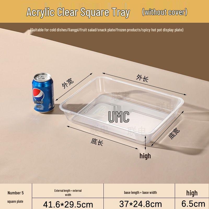 Extra Thick Transparent Rectangular Tray for Fruit Cake Dessert Snacks