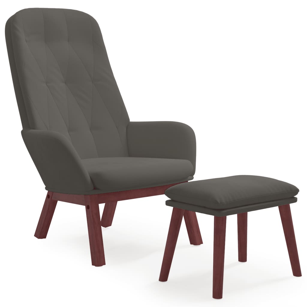 Relax Chair with Footstool Dark Gray Velvet