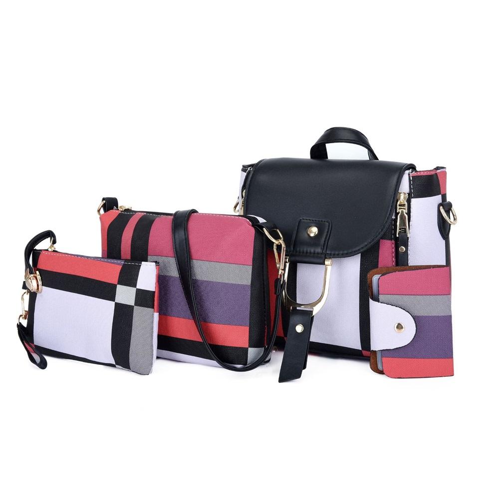 Vierteilige Schwiegermuttertasche karierter kleiner Rucksack Umhängetasche Crossbody-Tasche