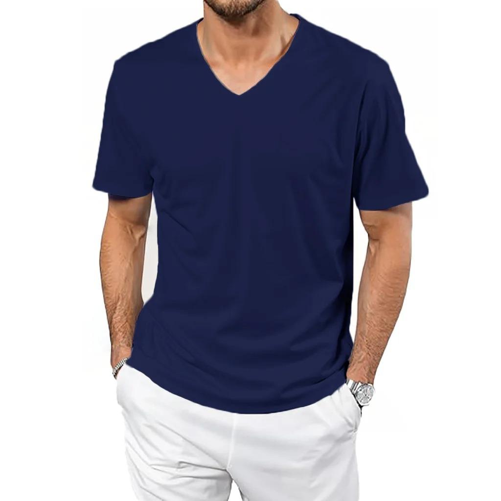 

Летняя новая футболка для мужчин Ice Silk Cool Feeling V-образный вырез футболка быстросохнущая легкая дышащая повседневная футболка с V-образным вырезом XXXXXL тёмно-синий