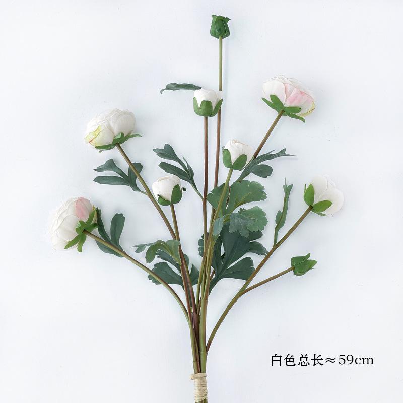 

Simulation 3-branch bundle peony 9-head dew lotus fake flower home decoration ornament белый