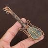Moss Prehnite Handmade Copper Wire Wrap Guitar Pendant 4.53" L4Q94