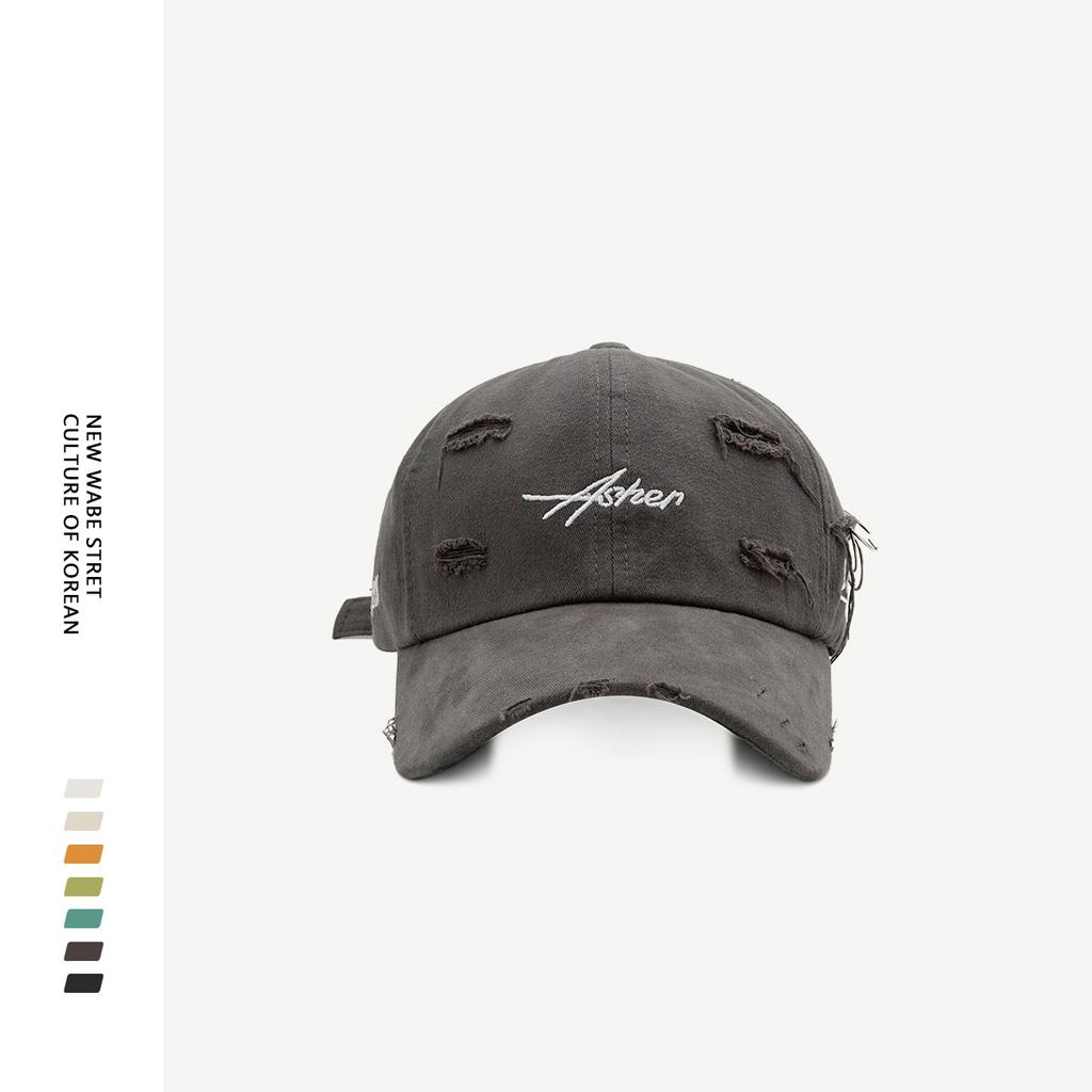 Ripped iron ring soft top cap women's spring and autumn personality simple street sunscreen baseball cap summer tide