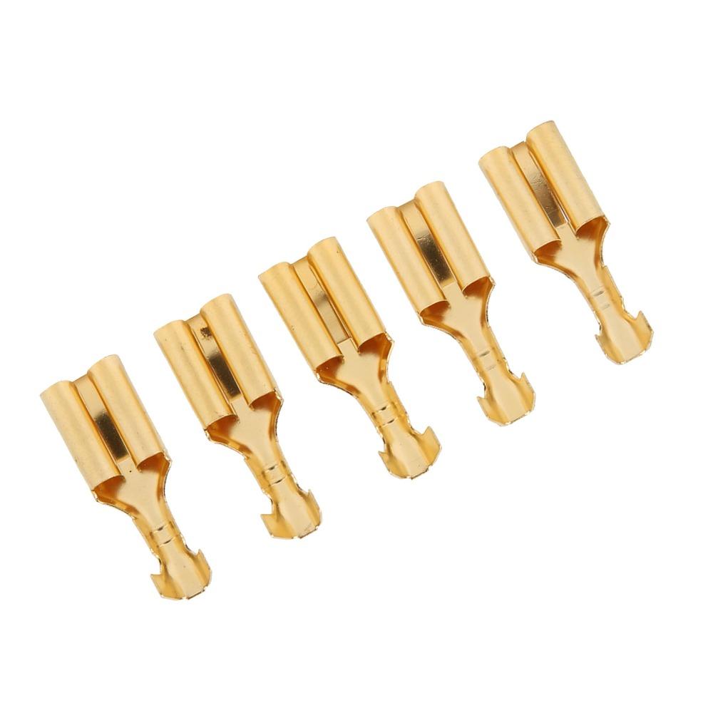 100PCS Golden Spade Connector Brass Material Crimp Terminal Female Spade Connector  Car Audio