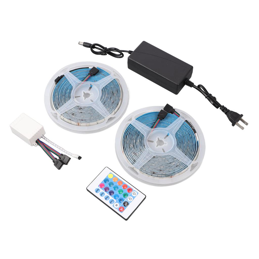 2 BUC Benzi Luminoase LED 16.4ft 12V 5050 RGB Impermeabile cu Schimbare de Culoare Lumini LED Tip Frânghie cu 24 de Taste