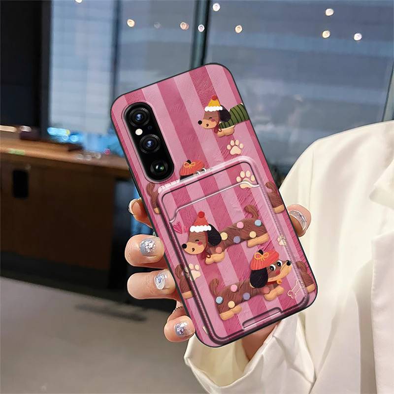 Card slot Shockproof Phone Case For Sony Xperia1 V 2023 Back Cover Card sleeve Fashion Design Soft case Dirt-resistant