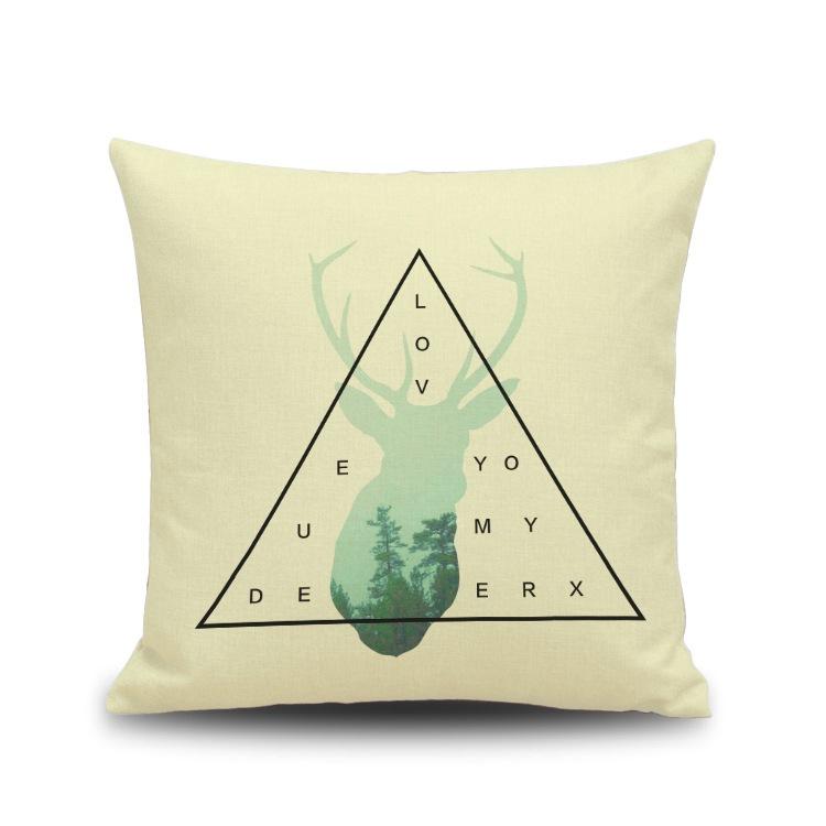 

Small Fresh Green Abstract Animal Digital Printed Linen Pillow Nap Office Cushion Pillow Cover 45X45cm without pillow core