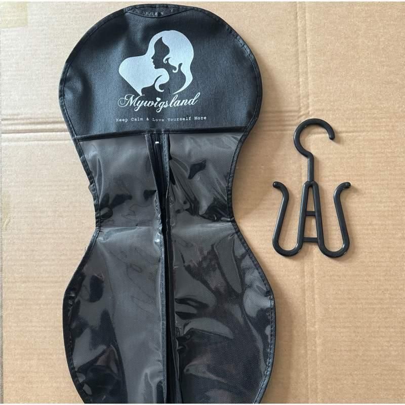 

Non-Woven Bag Wig Packaging Bag Wig Bag Real Hair Full Wig Buggy Bag with Hook Zipper Dustproof Bag Black 1 set (wig storage bag + Hook) 29cm x 60cm