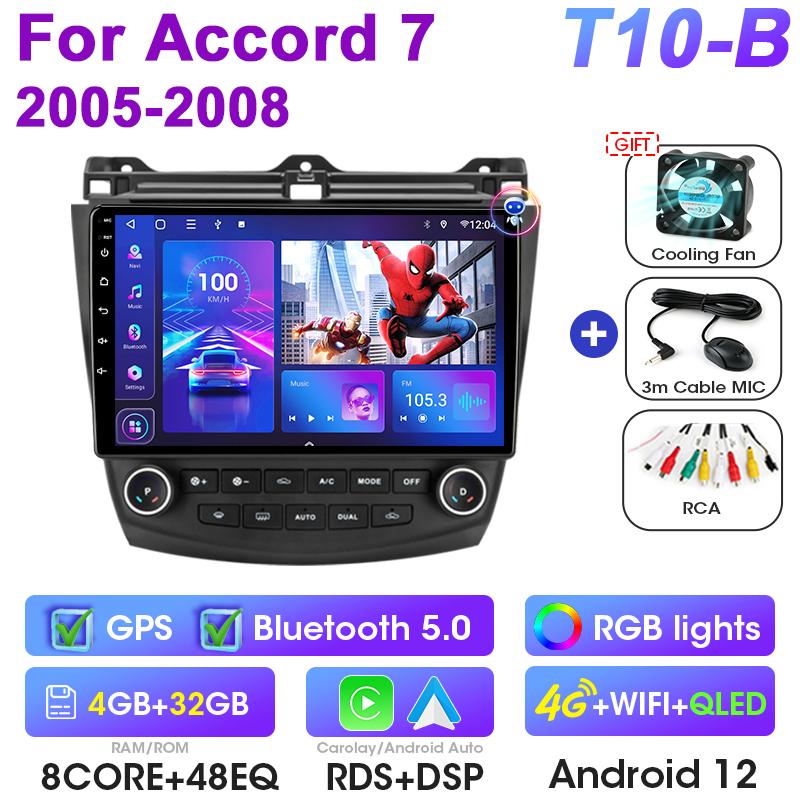 2 Din Android 12 Car Radio For Honda Accord 7 2005 - 2008 Multimedia Video Player GPS 4G WIFI Carplay Auto Stereo RDS Head Unit