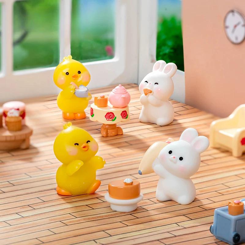 Kawaii Animal Resin Home Decoration Figurines Dollhouse Micro Landscape Accessories Fairy Garden Miniatures Room Desktop Decors