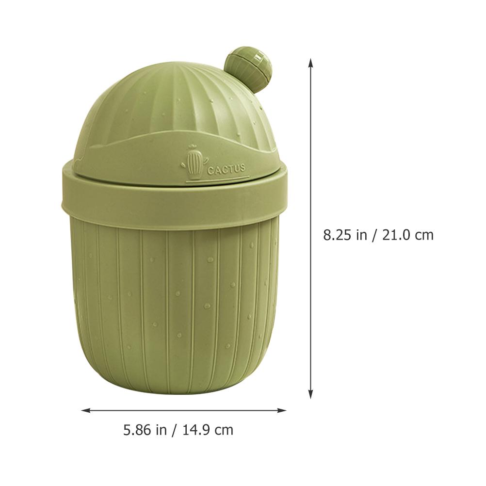 Cute Vanity Waste Bin Mini Cactus Garbage Can Tiny Plastic Storage Bin Waste Container Green