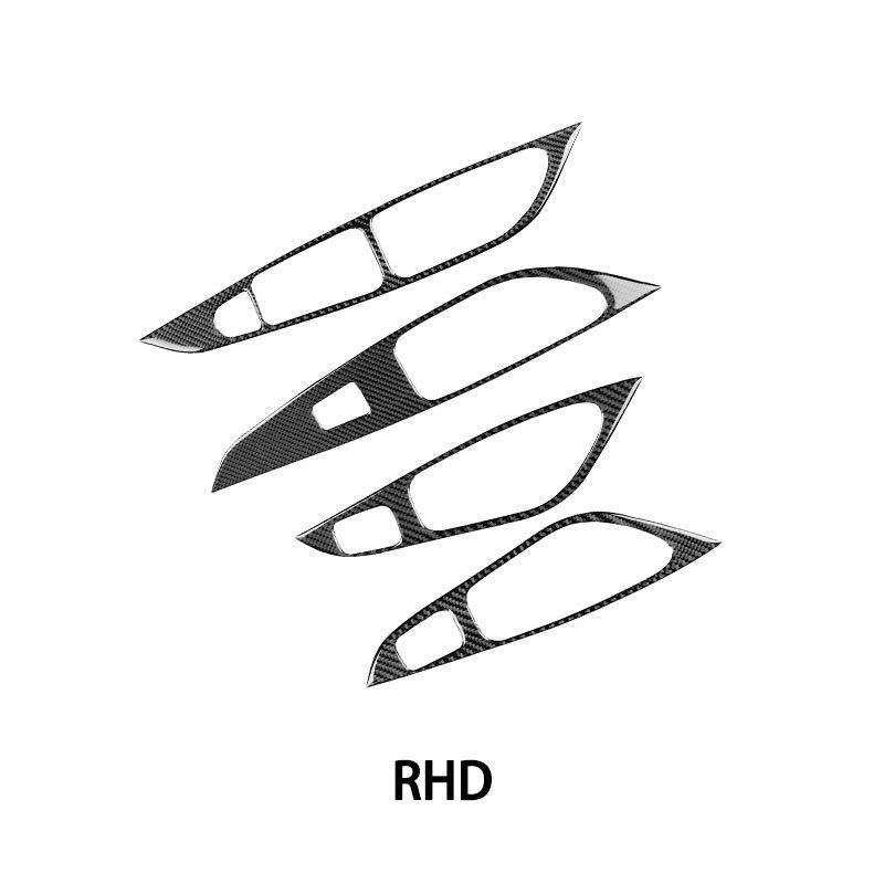 For Seat Leon 2013 2014 2015 2016 2017 2018   Soft Carbon Fiber Car Interior Door Window Lift Panel Button Frame Trim