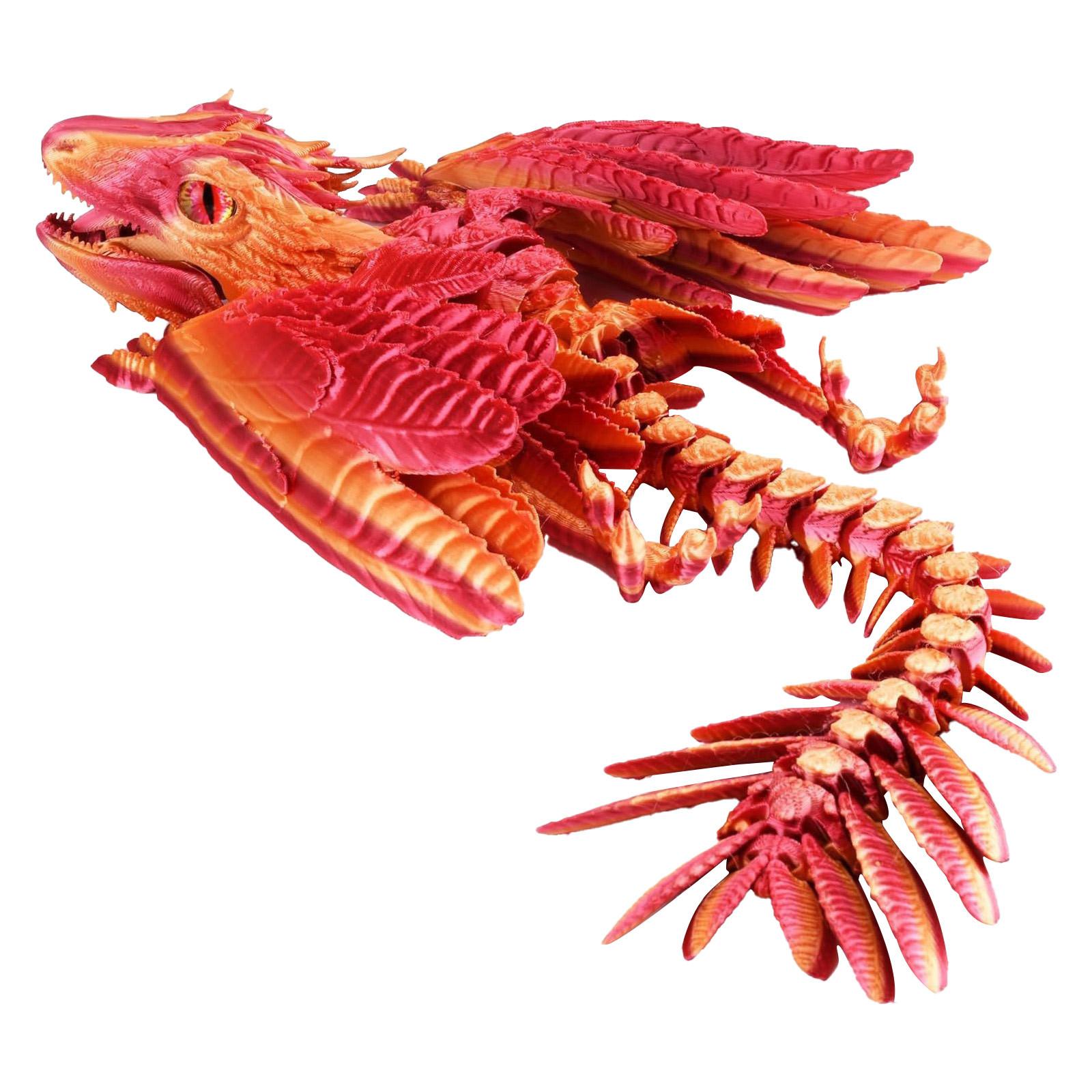 

Пернатый дракон, 3D-печатный дракон, шарнирный дракон, дракон, 3D-печатная игрушка, настольный питомец One Size