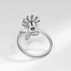 Copper Floral Ring With Zircon Stones For Women Spring Fashion Accessory