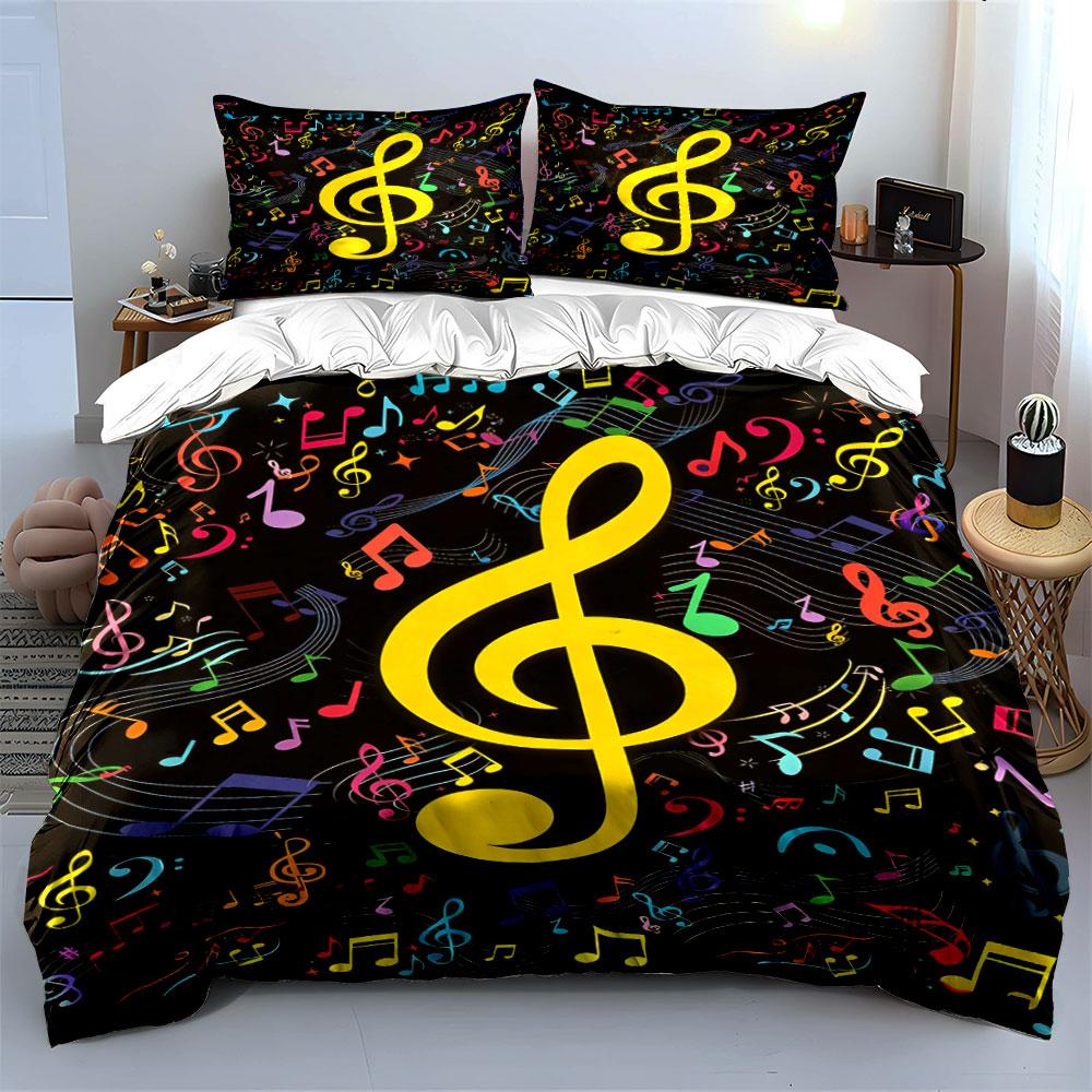 Colorful Musical Notes Pattern. Bedding Sets Duvet Cover Sets Duvet Covers Pillowcases(1 * Duvet Cover 2 * Pillowcases Without Duvet Insert)