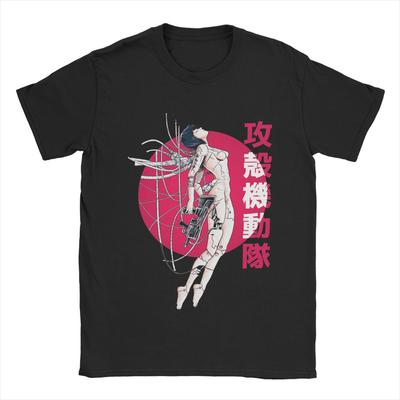 Ghost In The Shell Sonne T-Shirt für Herren 100% Baumwolle Fantastisches T-Shirt Rundhalsausschnitt Anime Manga T-Shirts Kurzarm Kleidung Übergröße
