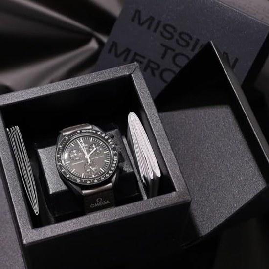Cıva kol saati Omega Swatch işbirliği orijinal ürün kutusu çanta dahil Speedmaster modeli görev suya dayanıklı MoonSwatch