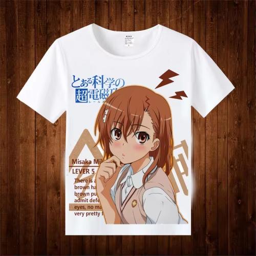 

A Certain Scientific Railgun Japanese Anime Cartoon Misaka Mikoto Printed Short Sleeves Top Teewomen s Top Graphic T-shirt 4XL