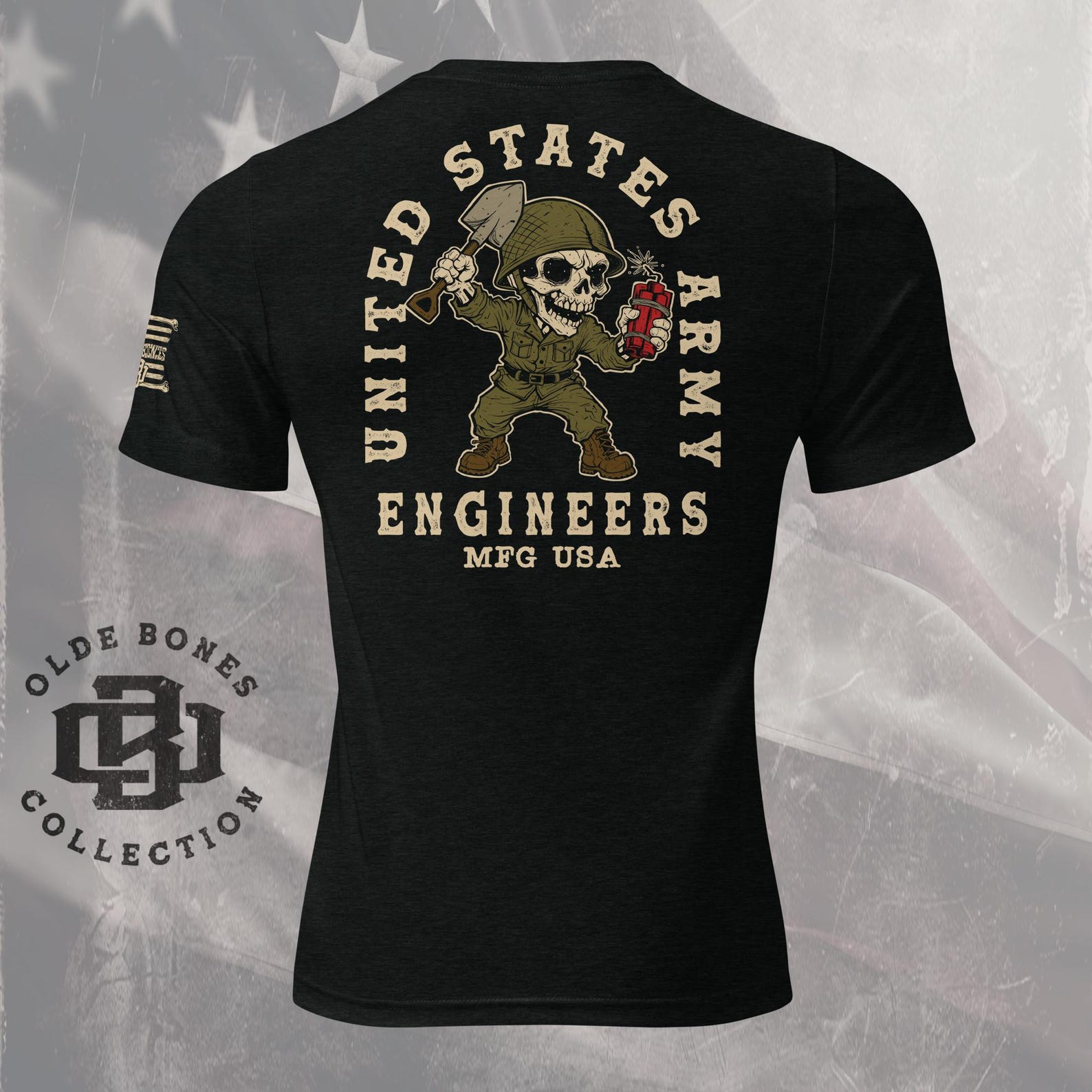 Army Engineers Skull T-Shirt, Veteran Military Graphic Tee XL