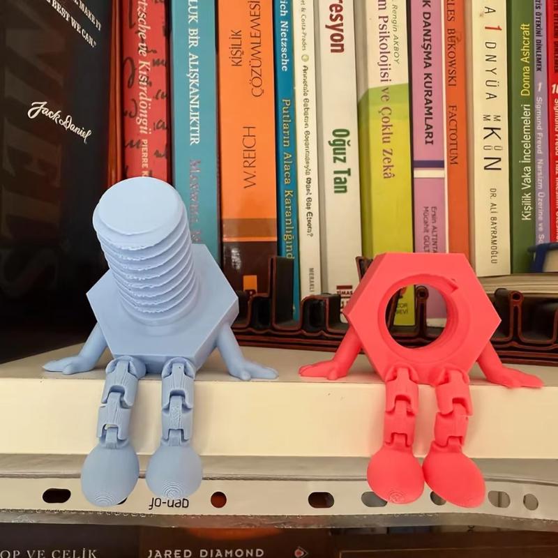3D Printing Movable Joint Bolts & Nuts Set Quirky Romance Couple Gift Playful Mechanical Ornament Decor for Home Office