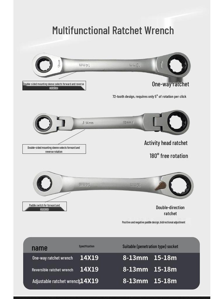 Portable Multifunctional Ratchet Socket Wrench Set for Quick Car and Auto Repair