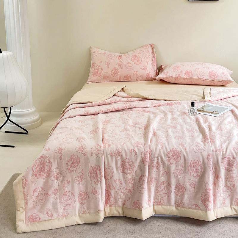 Pure Cotton Three-Layer Gauze Jacquard Summer Quilt Set - Cooling & Comfortable