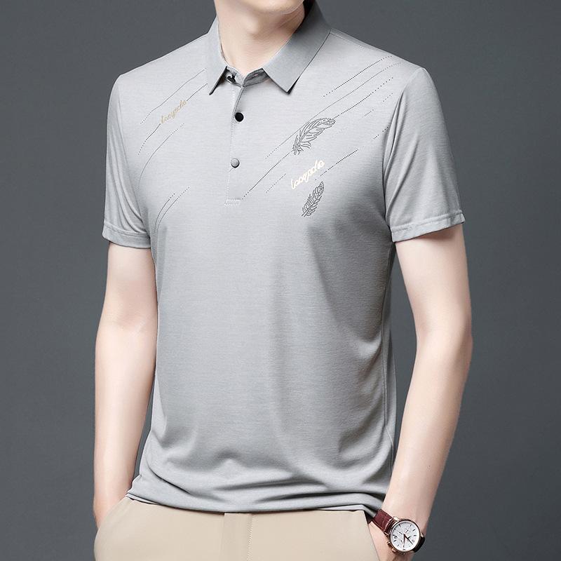 Summer New Men's Short Sleeve T-shirt Fashion Casual Polo Shirt Half Sleeve Large Stretch