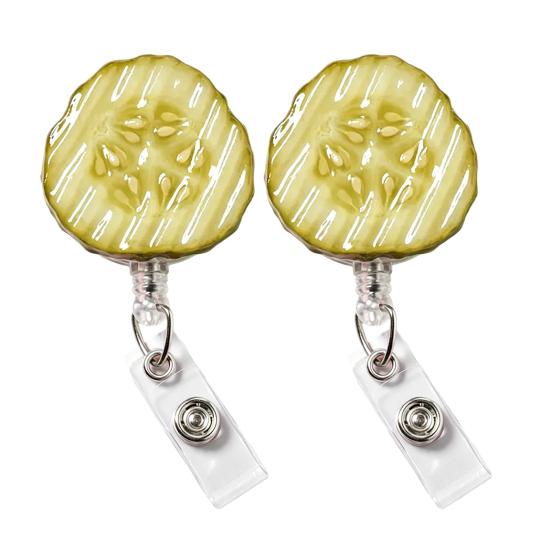 Pickle Retractable Badge Reels ID Holder with Strong Metal Clip Anti-slip Badge Holder for Work Badges Keys Bus Cards Access Cards