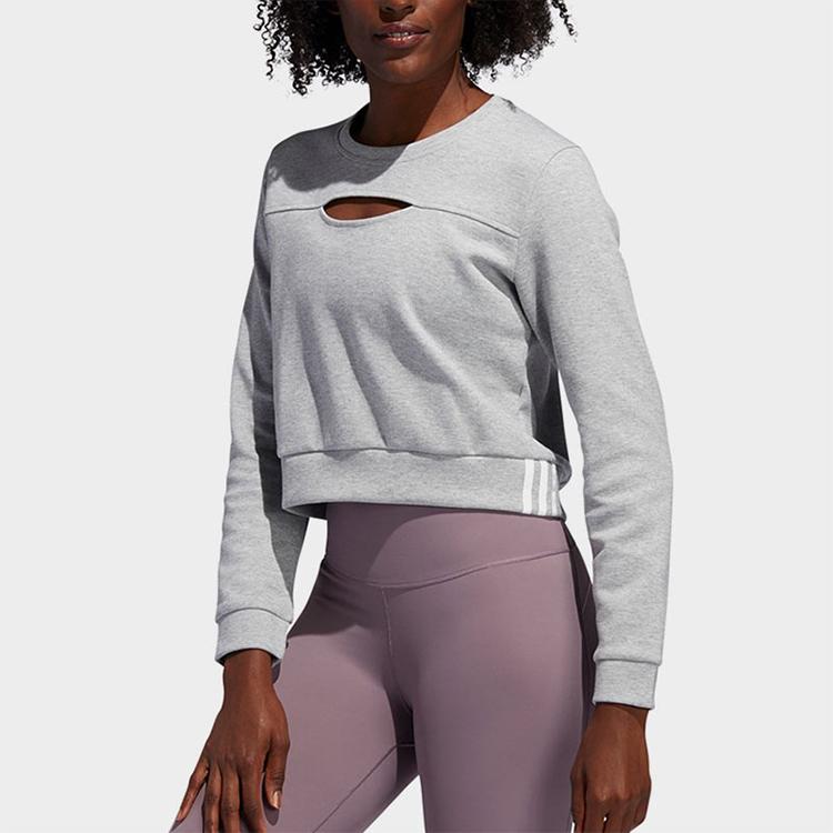 Adidas Cropped Training Sweatshirt Women Tops Grey FJ7320