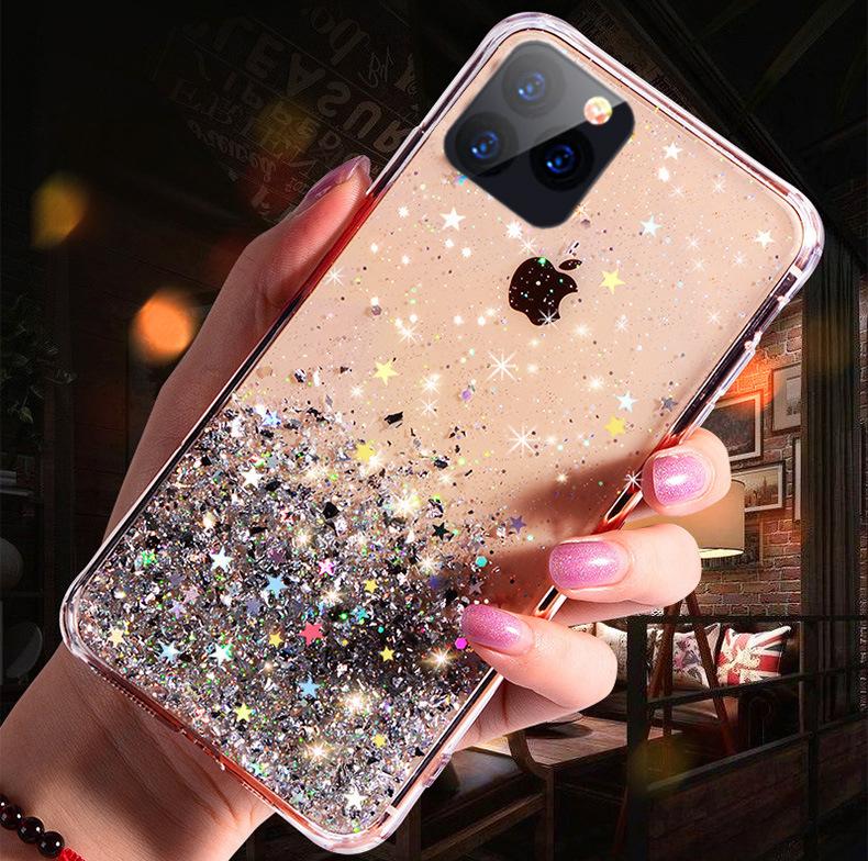 Bling Glitter Phone Case For Iphone 11 12 Pro Max Xr Xs Max X 7 8 6s Plus Soft Silicone Transparent Back Cover For Iphone 13pro