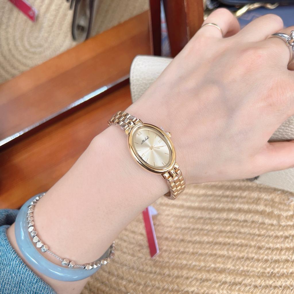 Pigeon Egg Dial Watch Ladies Steel Belt Watch Light Luxury Temperament Watch Delicate Oval Watch