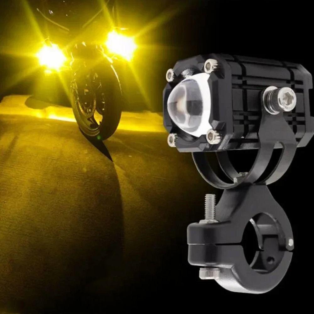 2pcs White and Yellow Light Motorcycle LED Headlight Motorcycle Work Light Electric Vehicle