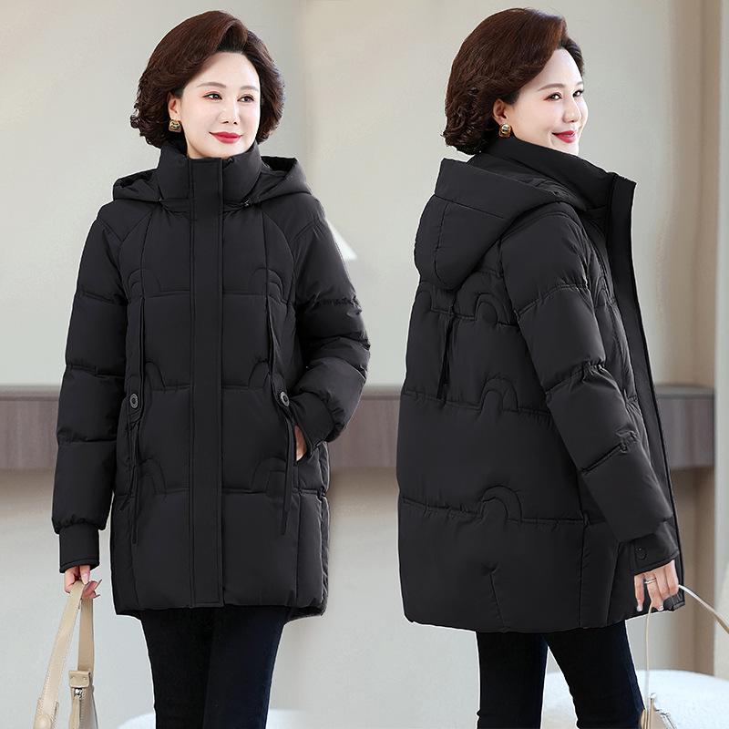 Medium and the Elderly Women's Large Size Winter Clothes New Thickened Cotton-padded Clothes Fashion Mother Medium and Long Warm Jacket Jacket