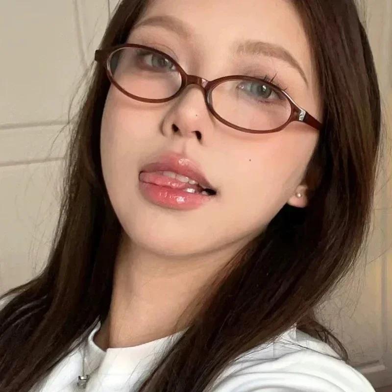 Women Y2K Retro Oval Glasses Small Frame Eyewear Blue Light Blocking Eyeglasses Female Computer Reading Optical Spectacle Óculos