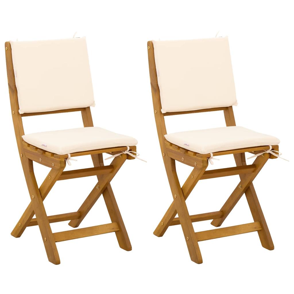 Outdoor Bistro Chairs with Cushions 2 Pcs Cream White 38 X 46 X 85 Cm
