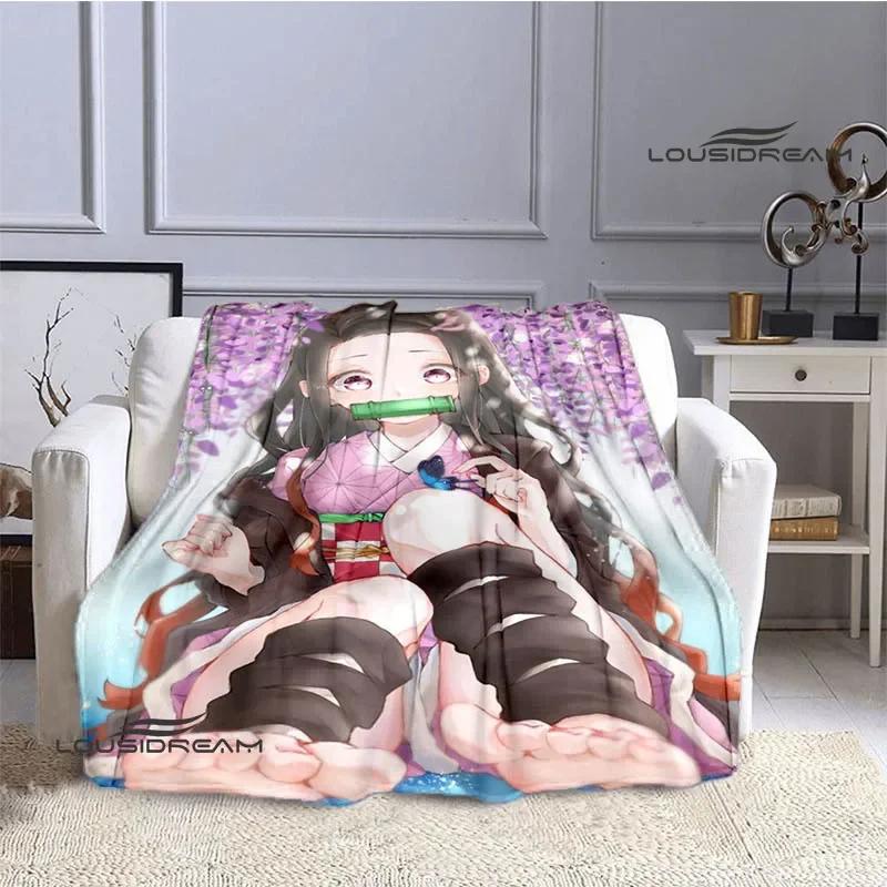 Demon Slayer Cartoon Deka s potiskem Dětské Teplé deky Flanel Měkká a pohodlná podšívka do postele Dárek k narozeninám