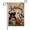 Halloween Cat Raven Skull Garden Flag Double Sided Gothic Red Roses Butterflies Spiders for Porch Lawn Patio, Double-Sided