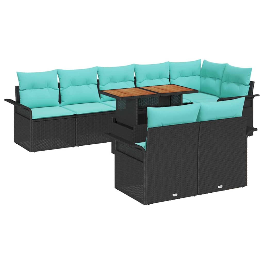 Garden Sofa Set with Storage 9 pcs Black Poly Rattan