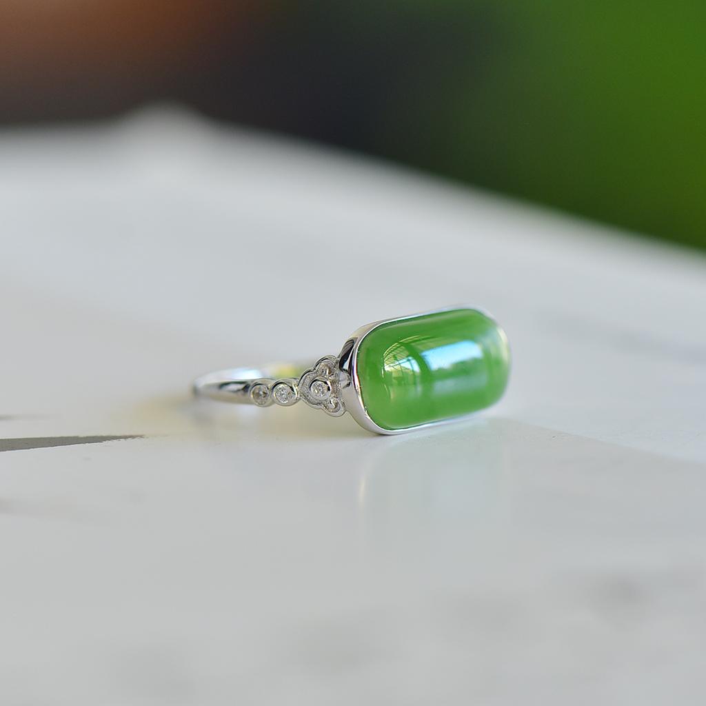 Hotan Jade S925 Silver Inlaid Jasper Ring