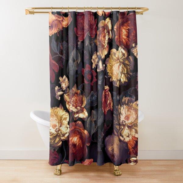

Цветочная занавеска для душа Темно-розовый Черный Красный Зеленый Листья Красочные Цветы Бабочки Готические занавески для ванной комнаты Винтажный декор для ванной комнаты W90xH180cm