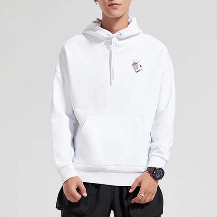 Li Ning X OG Slick Collaboration Casual Sports Pullover Hoodie Men hoodies White AWDND01-1