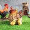 Rustic Farmhouse Rooster Hen With Three Chicks Garden Decor Resin Figurine Outdoor Yard Ornament