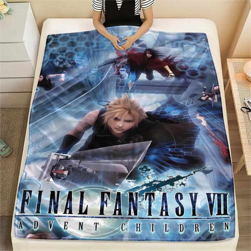 1Pc Final Fantasy Print Flannel Blanket, High Quality Comfortable for All Seasons, Home Decor, Warmth and Comfort, Perfect for Gifts