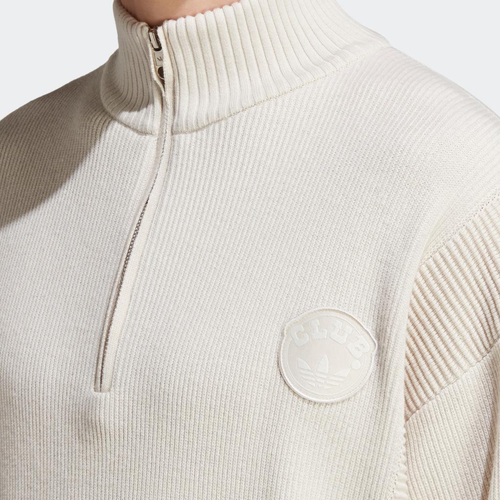 Adidas Originals Trefoil Club Knit Pullover Sweater With Solid Color Logo Men Tops Alumina-Brown IA2480