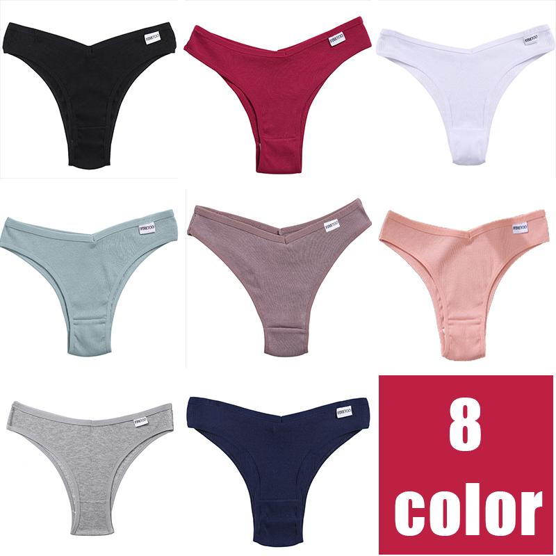 FINETOO 4Pcs/Set Women Cotton Lingerie Female Sexy Low Waist Panties M-XL Underwear Thongs 10 Solid Color Bikini Girls Intimates Briefs