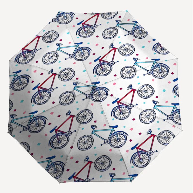 1PC Bicycle Pattern Automatic Open/Close Umbrella with Windproof, 8-Rib Sturdy Canopy, Durable Ribs, Fashionable Design1359A