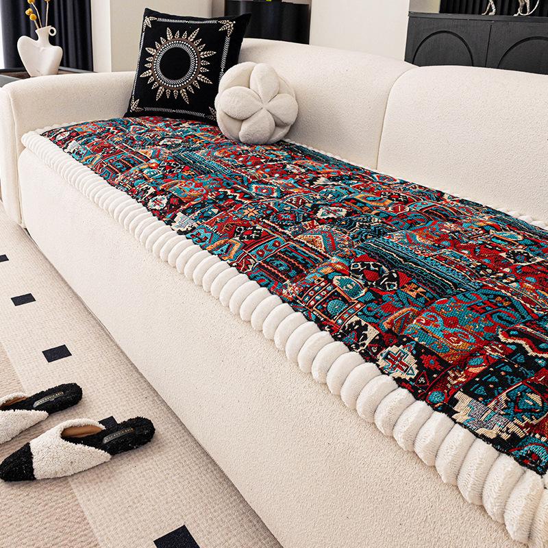 Bohemian Style Sofa Cover Cloth Thickened Anti Slip Sofa Cushion Warm And Comfortable One-Piece Laying For Autumn And Winter