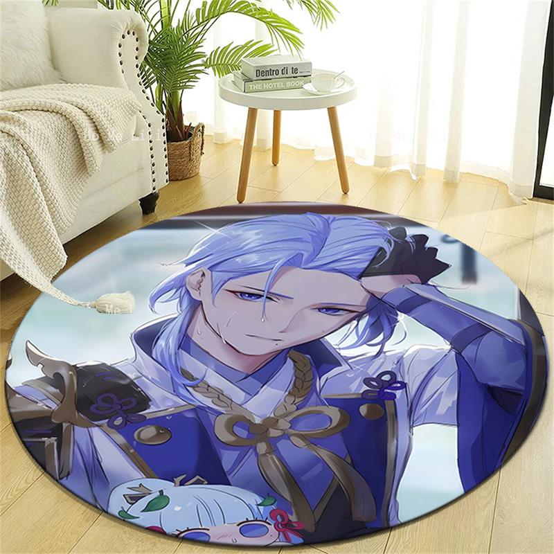 1pc Genshin Impact1 Design Printed Area Round Carpet for Bedroom Living Room Home Decor Rugs Mat Non Slip Mat Rug for Bedside