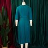 L51 Women's Suit Collar Tie-Waist Pleated African Dress