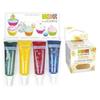 4 Liquid Food Colorings Blue, Red, Yellow, Green + Golden Glitter
